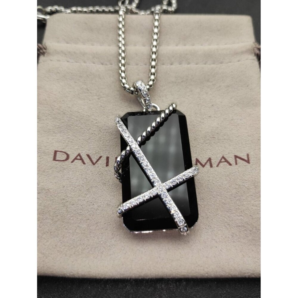 David Yurman Black Crystal Bezel Necklace